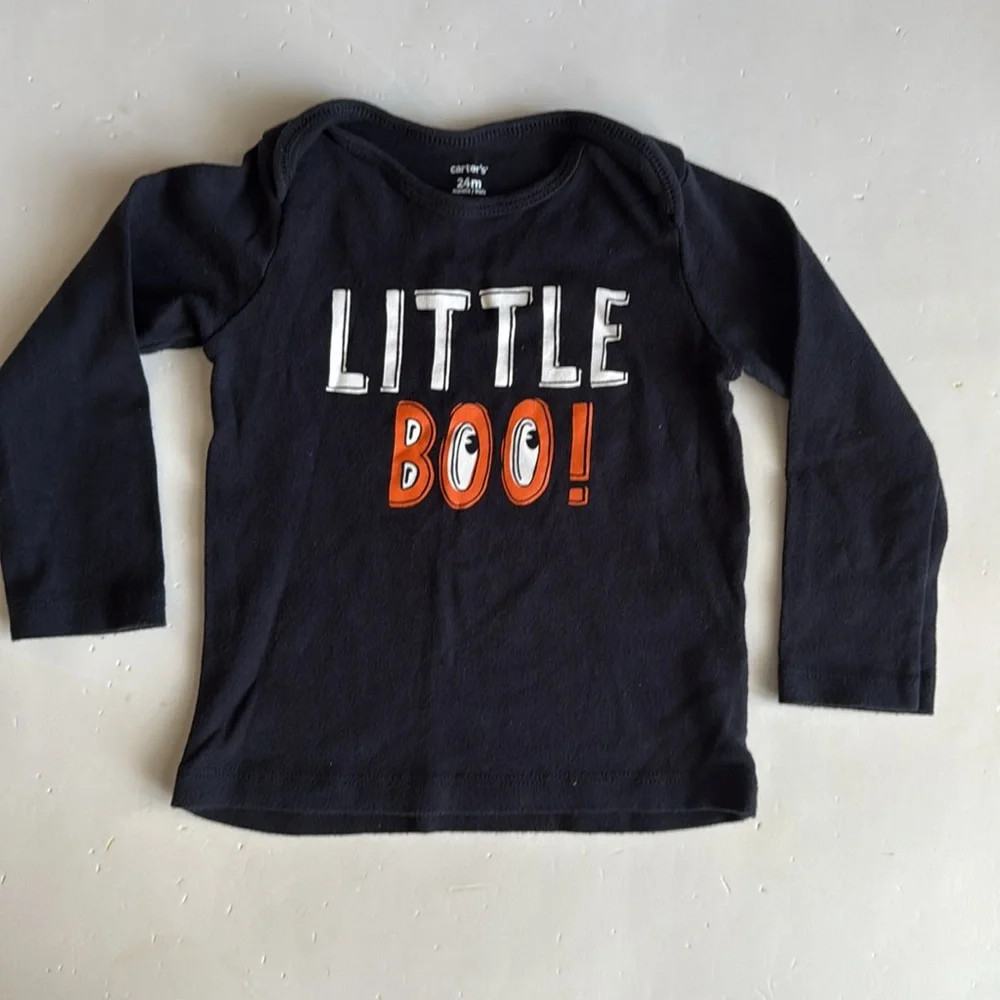 Carter's “Little Boo” Halloween Shirt & Black Ghost Pants 24 Months